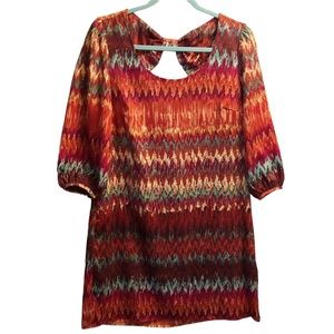 Lily Rose Boho Colorful Tribal Aztec Dress Size M